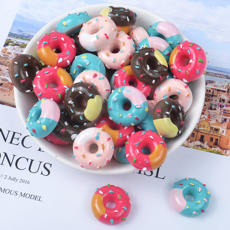 Resin Donuts DIY Craft Material Jewelry Making Supplies Charms Pendant for Earring Findings Decoration Pencil Case