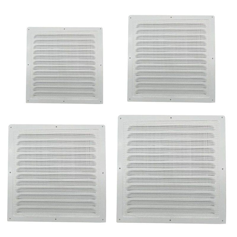 Rejilla de ventilación de aluminio, cubierta de rejilla de pared blanca, conducto de calefacción y refrigeración, placa de ventilación, cubierta de pantalla de insectos