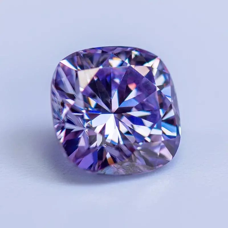 مختبر الماس المويسانيتي ينمو الأحجار الكريمة للنساء ، لون أرجواني فاتح ، قطع وسادة للسحر ، مجوهرات مع شهادة GRA
