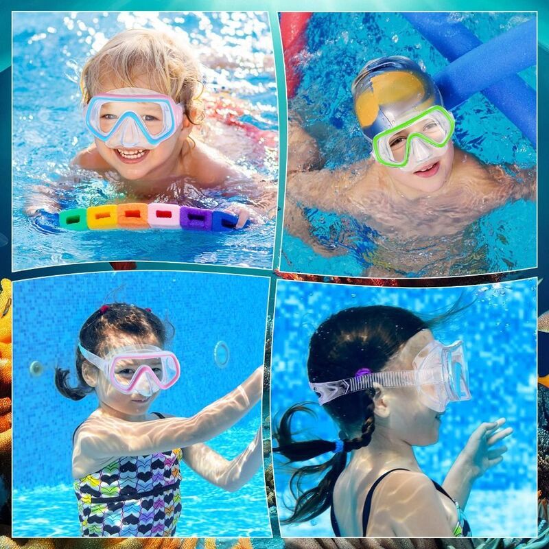 Gogle pływackie dla dzieci z paskiem PVC z osłoną na nos, gogle z rurką przeciwmgielne, zapobiegające wyciekom, szklane maska do nurkowania dziecięce dla młodzieży