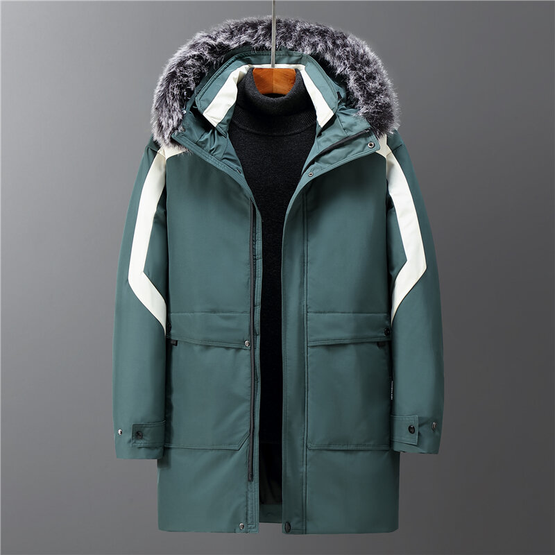 Winter White Duck Down Jackets Men Hooded Thick Warm High Quality Fur Collar Down Coats Male Casual Winter Outerwer Down Parkas