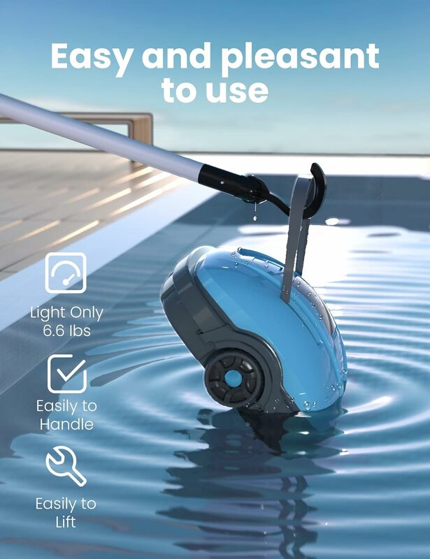 Pulitore per piscina robotico senza fili, aspirapolvere automatico per piscina, aspirazione potente, per piscina piana fuori/terra fino a 525 piedi quadrati-Osprey200