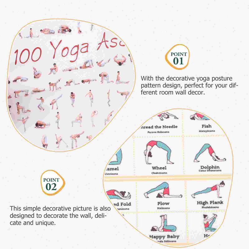6 Stück Yoga-Poster stellt Diagramm Büro Dekor austauschbare Wandbild Vintage Workout-Poster Zubehör
