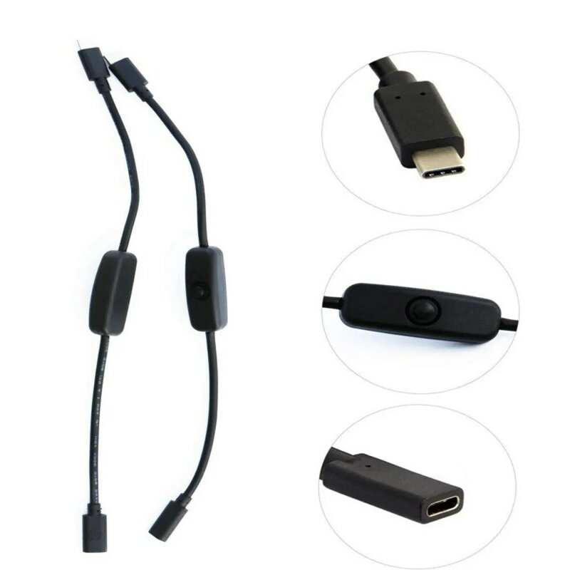 Силовой кабель Pi 3 с переключателем ВКЛ./ВЫКЛ., Micro USB Тип C USB для кабеля питания для Pi 3 модели B +/B/2/zero