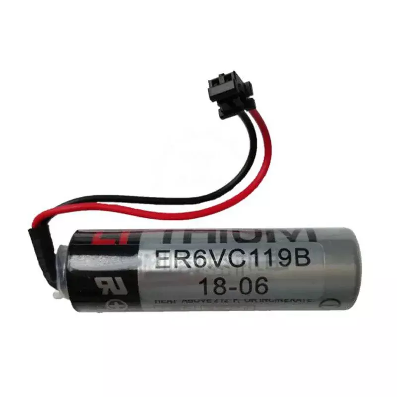 Zestaw 10 szt. Oryginalnych nowych przemysłowych baterii litowych ER6V ER6VC119B 3.6V 2400mAh PLC z czarnymi wtyczkami