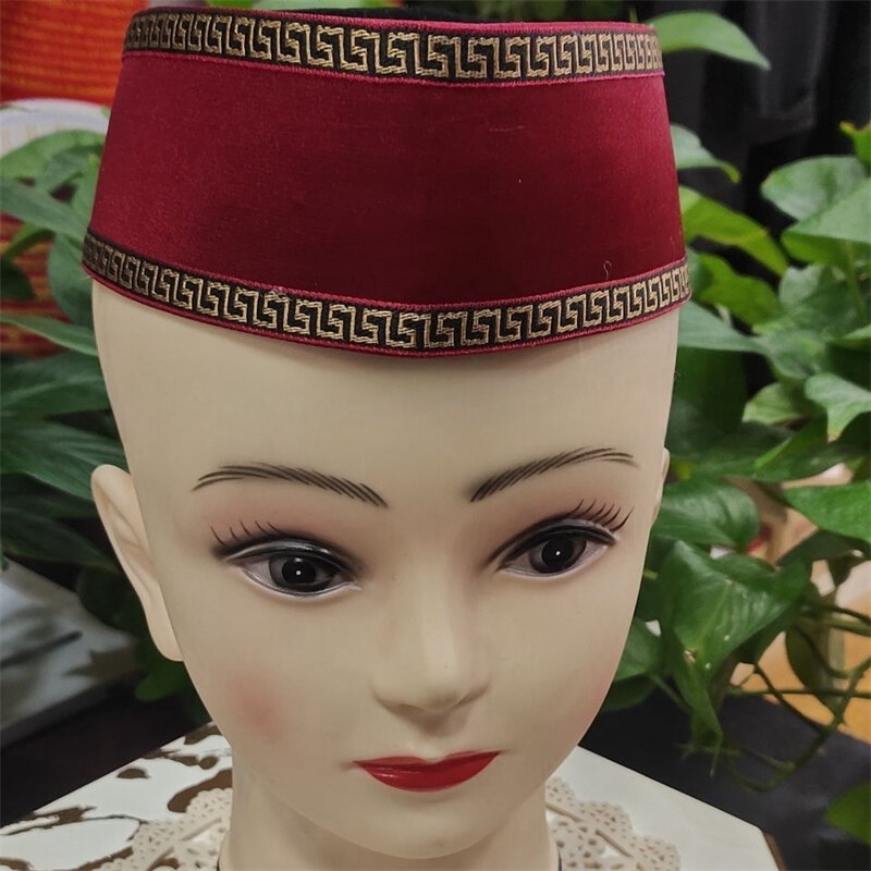 男性用イスラム教徒のキャップ,パターン化されたサービス用の帽子,イスラムのippa,赤いパーティーのトップ,マレーシアの製品,税金,送料無料,03157