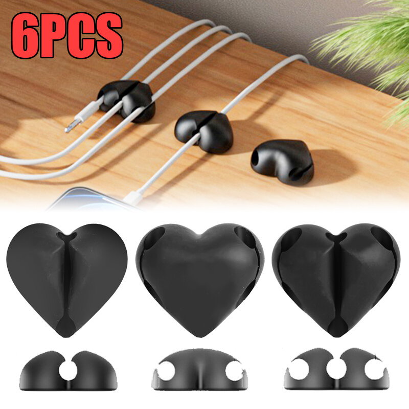 Heart Shape Self Adhesive Cable Organizer For USB Charger Cord Earphone Keyboard Mouse Wire Clip Desk Wall Cord Management