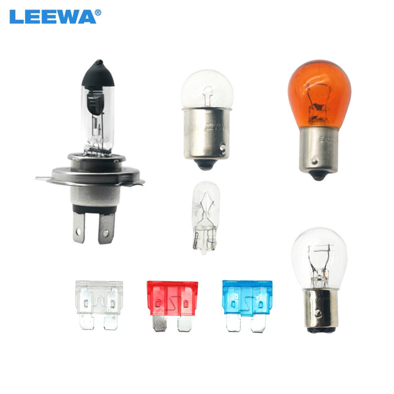 LEEWA 12V Super Bright Car 8pcs/Set Emergency Kit Halogen Bulb H4/1157/PY21W/R5W/W5W/ATC Multi-model Lamp Combination Set