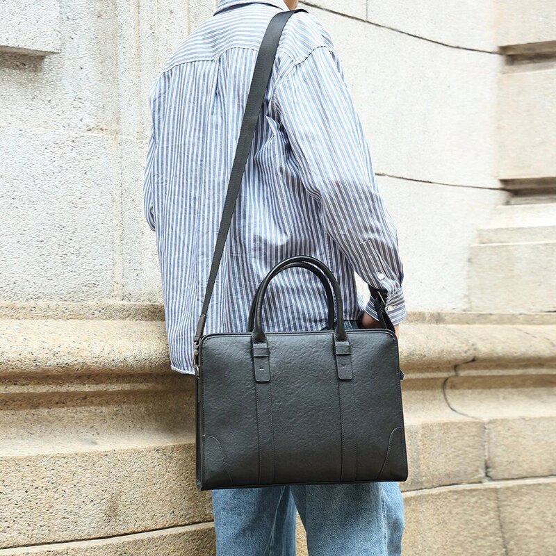 Портфель из натуральной кожи для мужчин, деловая вместительная сумка из воловьей кожи, компьютерная сумка 15,6 дюйма, мужская кожаная сумка через плечо