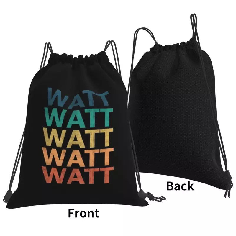 Vintage Retro Watt Name Backpacks Casual Drawstring Bags Drawstring Bundle Pocket Sundries Bag Book Bags For Man Woman Students
