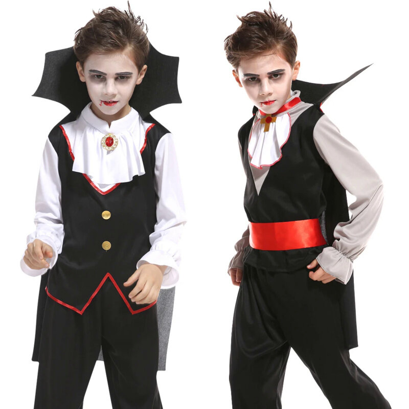 Kids Halloween Boys Vampire Costume Cosplay Dress Up Props Vampire Performance Carnival Party