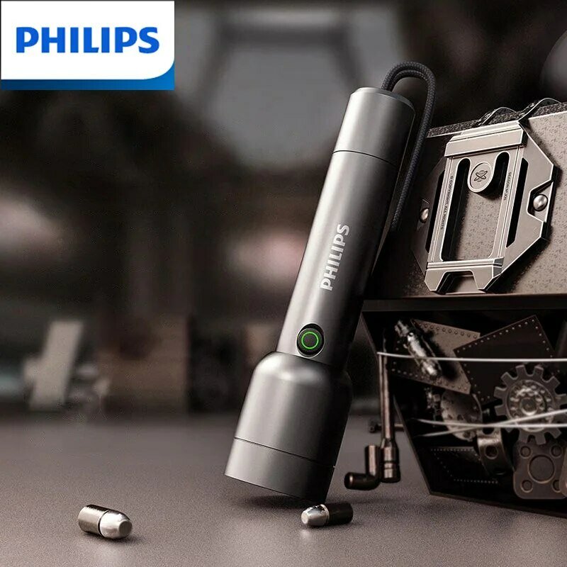 Senter LED 1236 Philips, dengan baterai tipe-c 18650 dapat diisi ulang, lampu EDC berkemah, pelindung diri