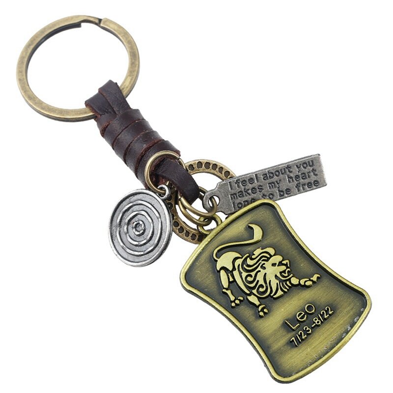 Keychains Constellation Tag Key Pendant Retro Key Chain For Men Women Trendy Jewelry Car Keyrings Charm