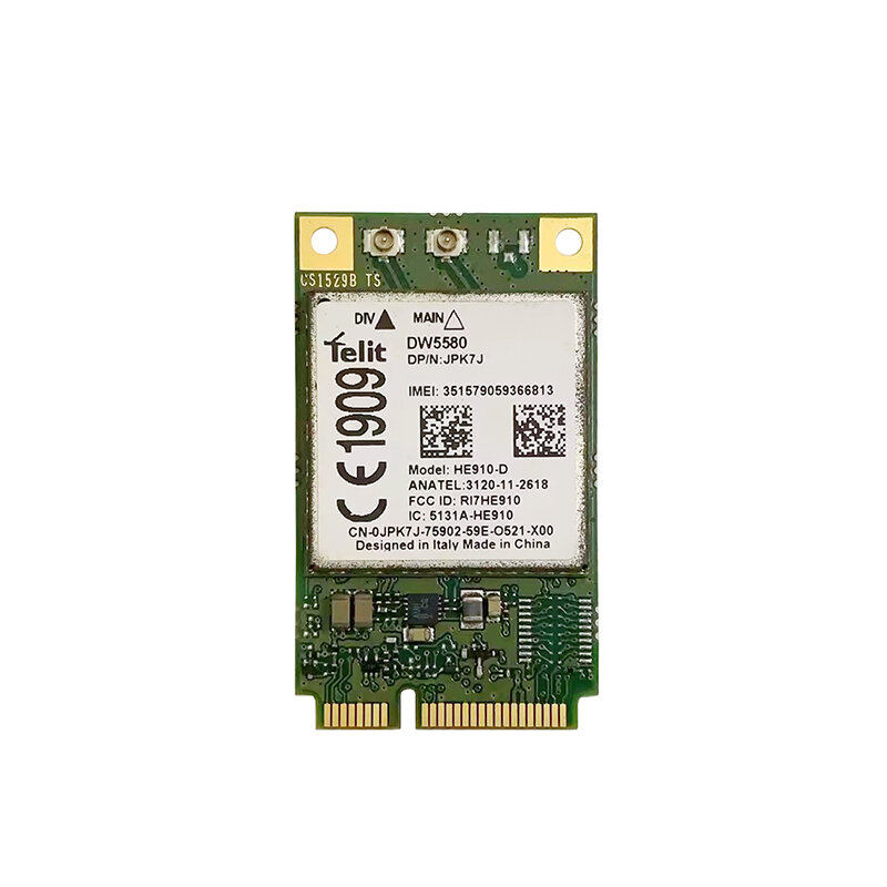 1ชิ้น DW5580 HE910-D Telit MINI PCIE HSPA + GSM 3G โมดูลฝังตัว Quad-band Dell CARD