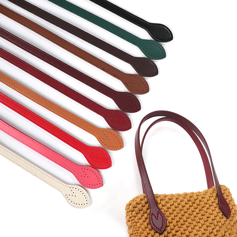 2pcs PU Leather Bag Strap Handbags Handles For Handbag DIY Handmade Woven Bag Belt Band Replacement Purse Strap Bag Accessories