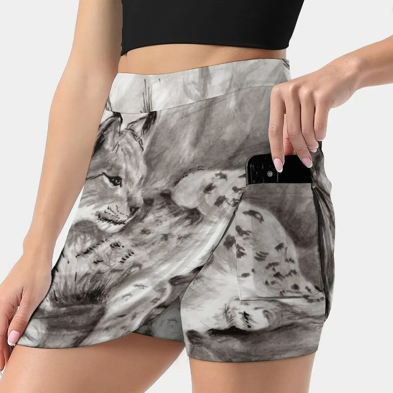 Lynx Women's skirt Sport Skort Skirt With Pocket Fashion Korean Style Skirt 4Xl Skirts Bobcat Animal Pet Animals Wild Animal