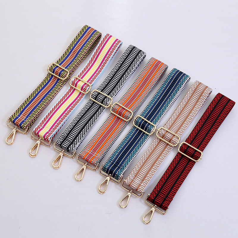 Accessori da viaggio per le donne tracolla in tessuto nuova tracolla lunga in stile etnico a righe colorate