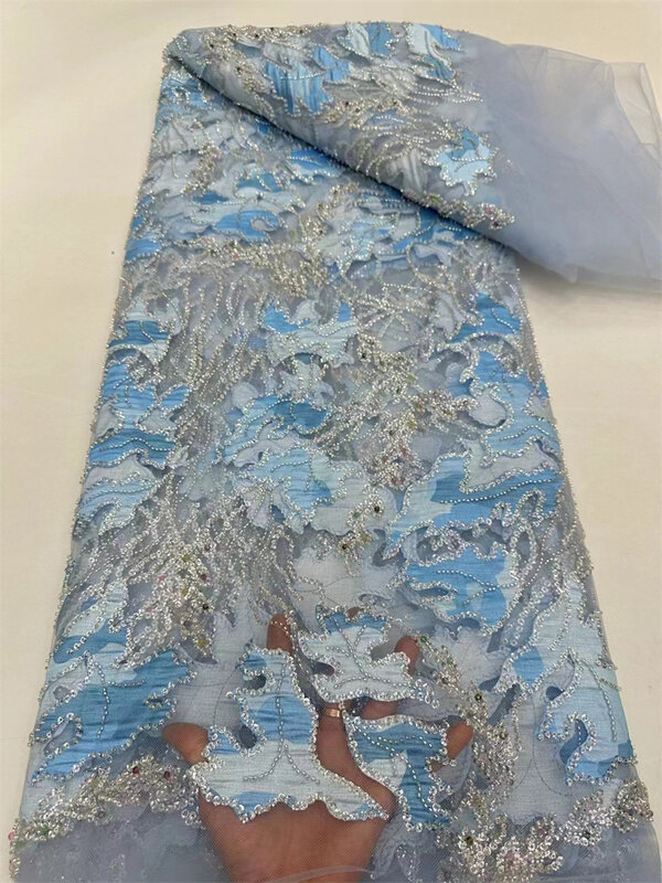 Африканские блестки, бисер, кружевная ткань для шитья жениха, нигерийская свадебная вышивка, французское тюлевое шитье, высокое качество, 2024