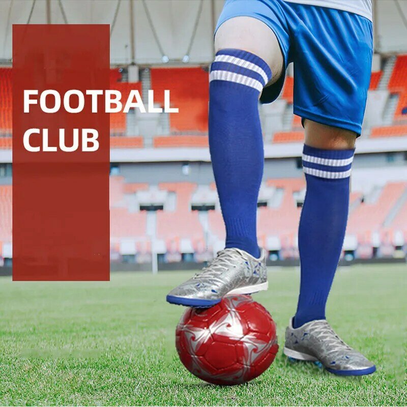 Calcetines de fútbol antideslizantes de tubo largo por encima de la rodilla, medias de fútbol a rayas, medias de compresión para deportes al aire libre y gimnasio, novedad de 2021