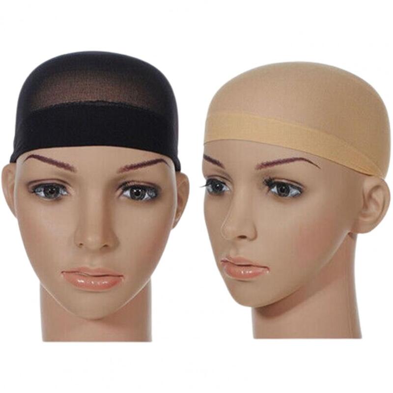 2 buah topi Wig 16.5*8cm uniseks, topi Dalaman stoking elastis tinggi untuk Cosplay, jaring rambut palsu terbuka di satu ujung