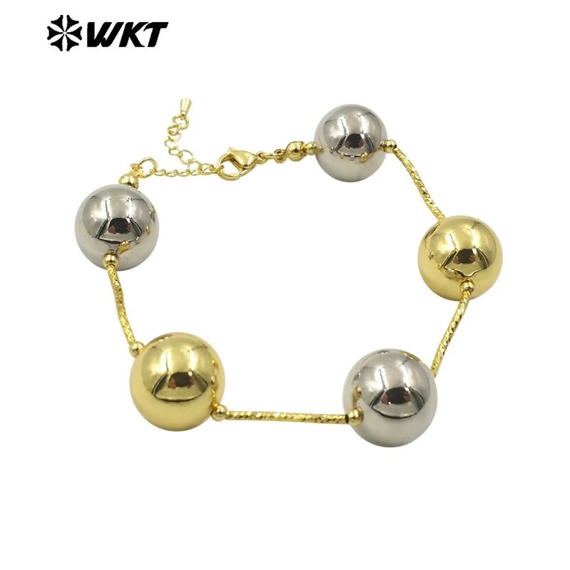 WT-JF351 WKT 2024 gelang rantai kuningan kuning yang indah desain lucu manik-manik bulat wanita untuk aksesori perhiasan hadiah DIY diskon besar
