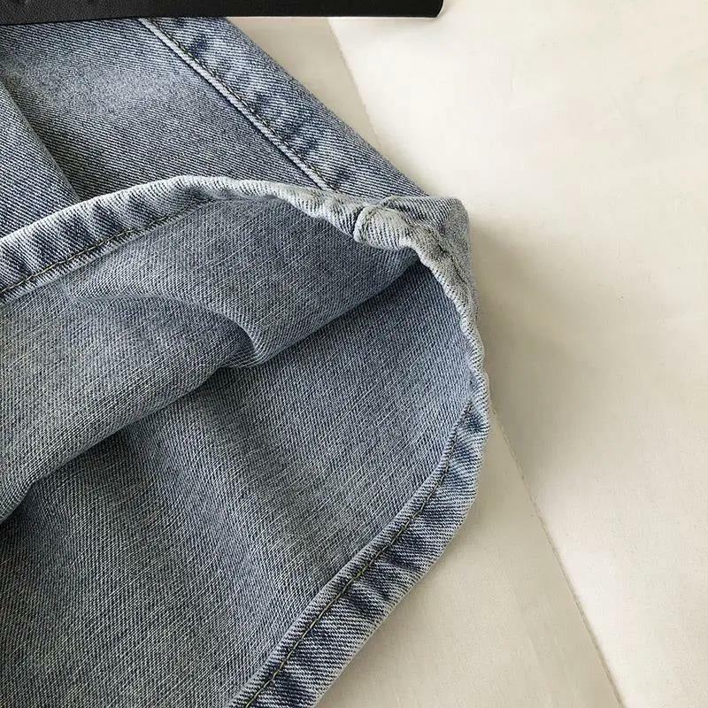 Damskie spodenki jeansowe letnie sukienki z wysokim stanem Vintage plisowane w stylu koreańskim wszystkie mecze Streetwear studenci wypoczynek szerokie nogawki A-line