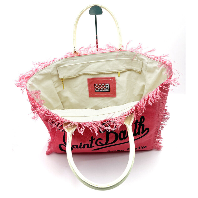 Женская сумка на плечо в европейском и американском стиле, Удобная дорожная клетчатая сумочка ручной работы в полоску с кисточками