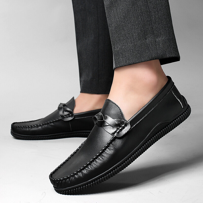 Summer Leather Penny Loafers Men Moccasins Lightweight Mens Casual Shoes Breathable Slip On Flats Male Driving Shoes 2024