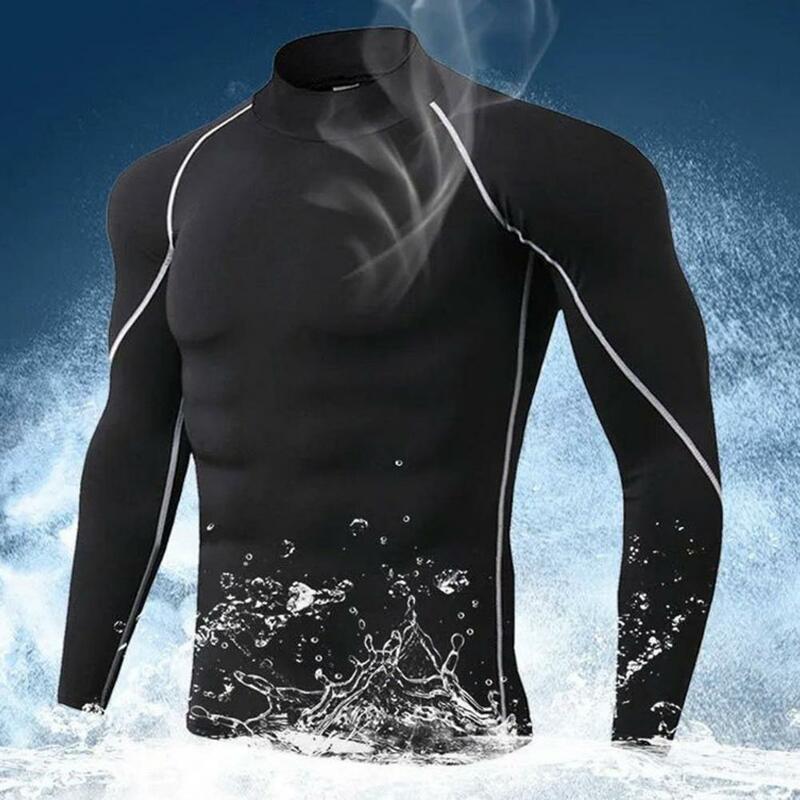 Simple Line Trim Sleeve Edge Top for Men Stylish Men's Compression Tops for Gym Workouts Sports Quick Dry Trendy Comfortable