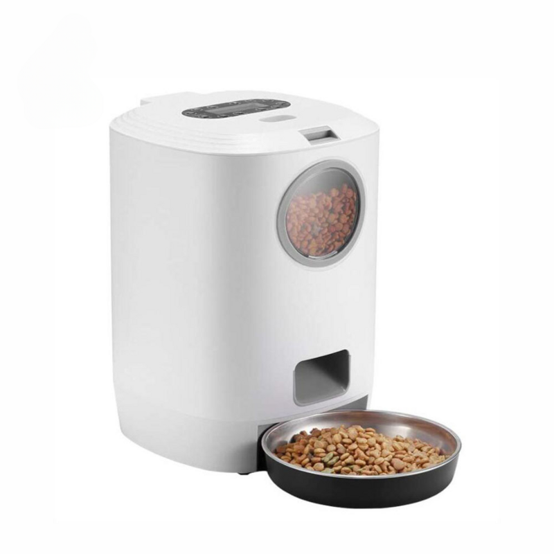 Alimentador automático de doble potencia para mascotas, alimentador desmontable con sincronización cuantitativa, grabable, suministros generales para perros y gatos, 4,5 l