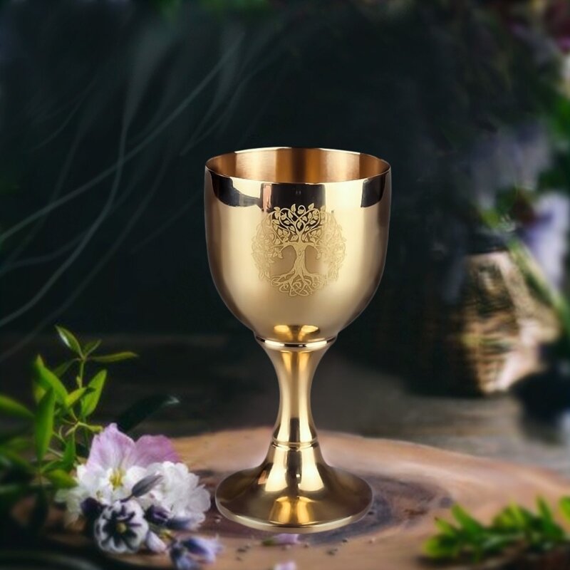 ツリー/スターパターン銅聖水カップヴィンテージワインカップウィッカン祭壇用品