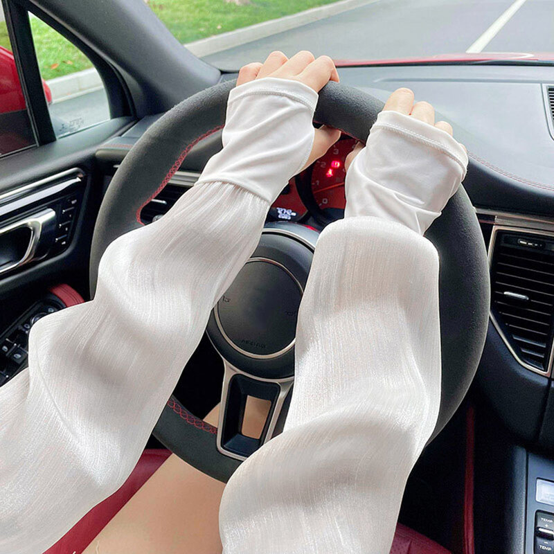 Ice Silk Sun-protective Sleeves Arm Cuff Cover Sports Driving Outdoor Fishing Running Men Women's Anti-UV Arm Sleeves