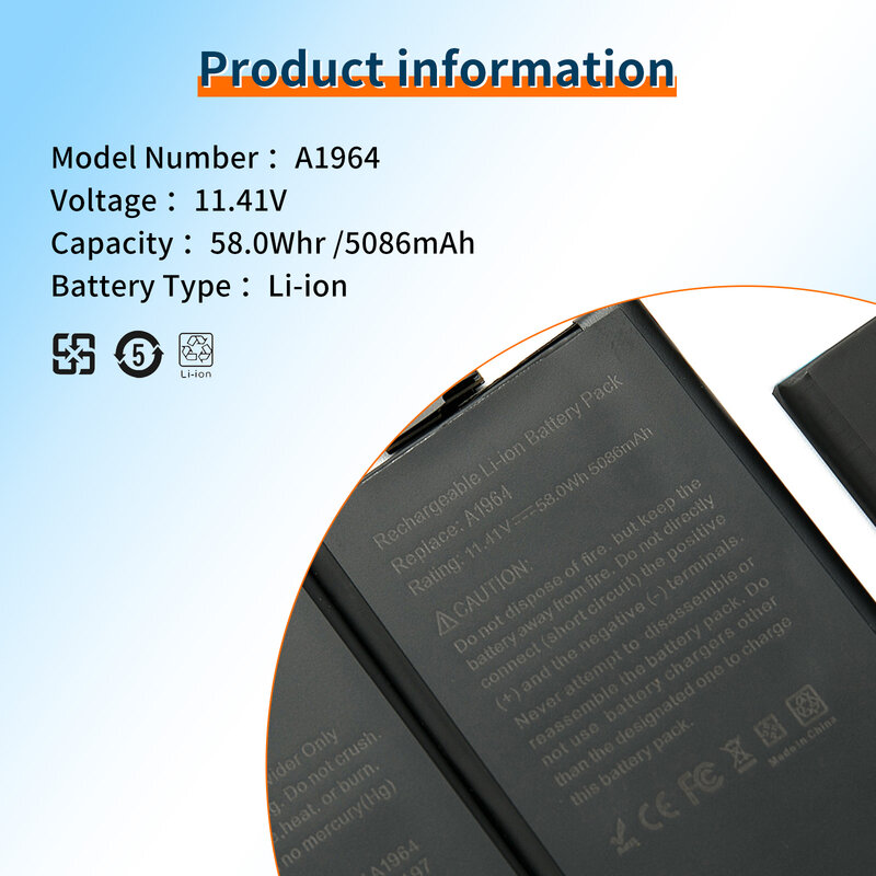 Аккумулятор BVBH a192 для ноутбука Apple MacBook Pro A1989 13 дюймов (2018/2019) A2251 (2020) EMC3214 EMC3358 020-02497 MR9Q2LL/A 58Wh