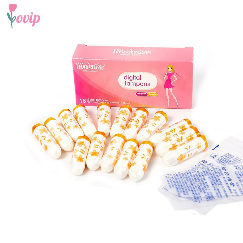 Tampões vaginais orgânicos do algodão do cotonete de 16 pces toalha sanitária da higiene feminina