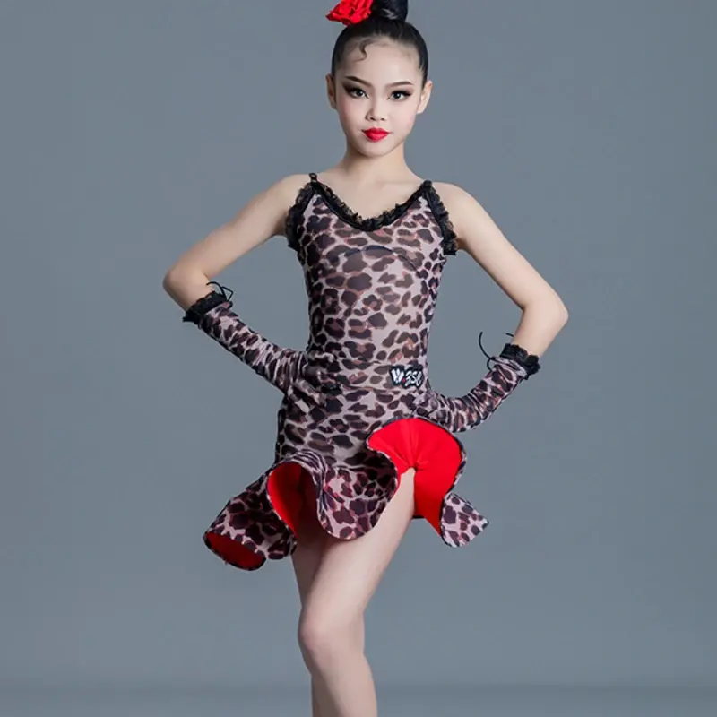 ชุดเดรสลายเสือดาวละตินเด็กผู้หญิง, ชุดเต้นรำละตินเต้นซัลซ่าแทงโก้ชุดเต้นรำชุดเดรสเต้นรำละตินฤดูร้อน