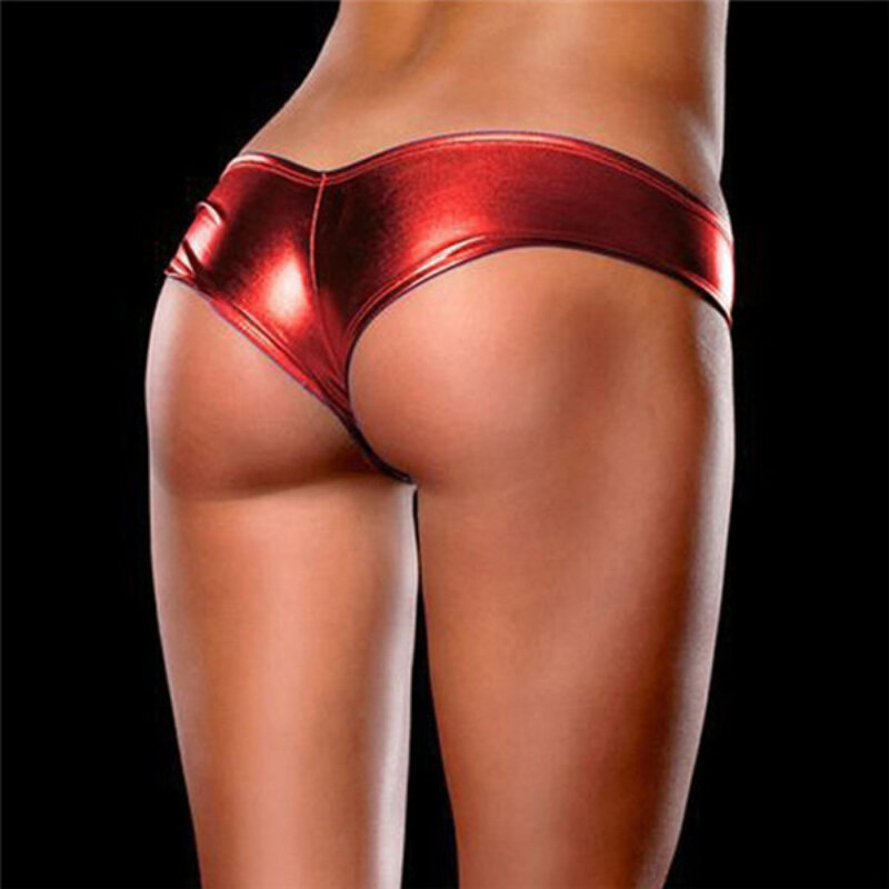 Women Bronzing Thong Shiny Nightclub T-pants Sexy Leather Trendy Panties Female Candy Color Fitness Shorts Underwear Night Pants