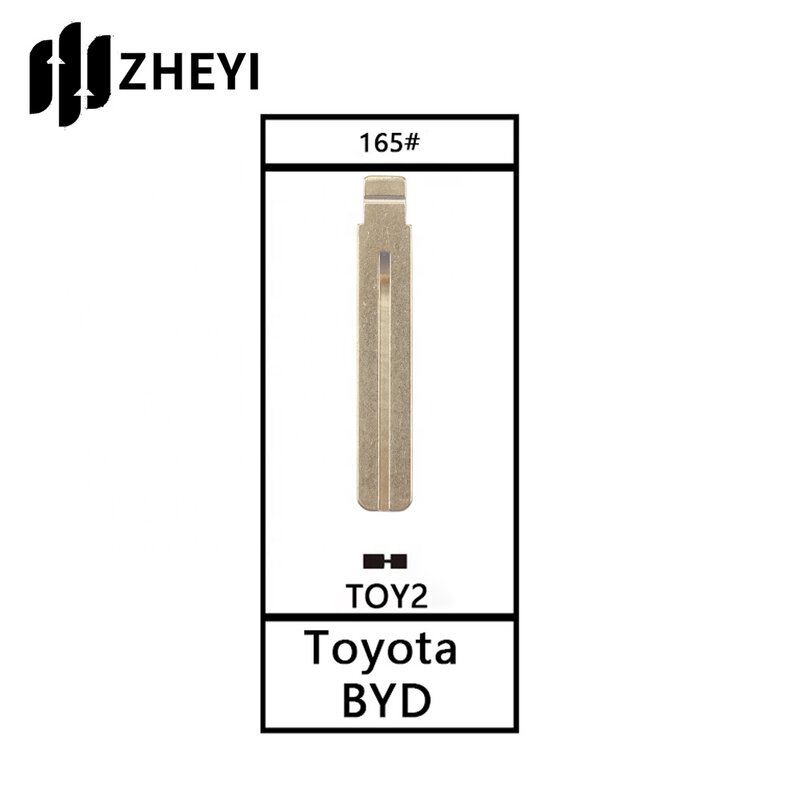 TOY2-mando a distancia Universal sin cortar para coche, hoja de llave abatible para Toyota BYD 165, hoja en blanco, sin cortar, 165