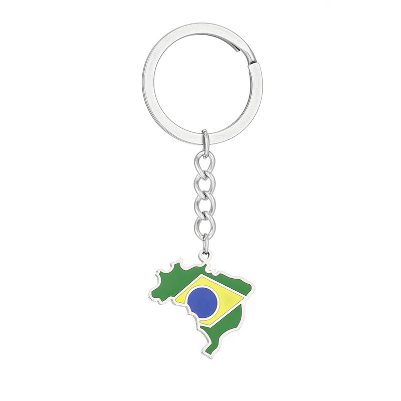 Moda brasile mappa bandiera portachiavi in acciaio inox brasiliani uomo donna mappe regalo gioielli chiave