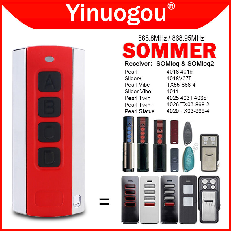SOMMER Rearl Twin 4018 4019 TX55-868-4 TRX55-868-4 Control remoto para puerta de garaje 868MHz SOMMER SOMloq2 SOMloq Control remoto de puerta