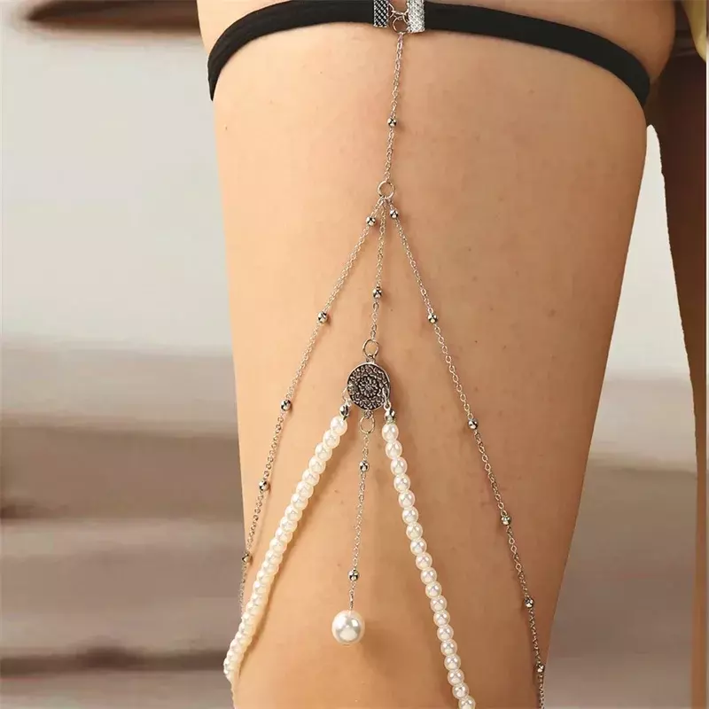 New Sophisticated Bohemian Style Stretch Thigh Chain Sexy Multi-Layered Tassel Zircon Straps Women'S Adjustable Body Jewelry