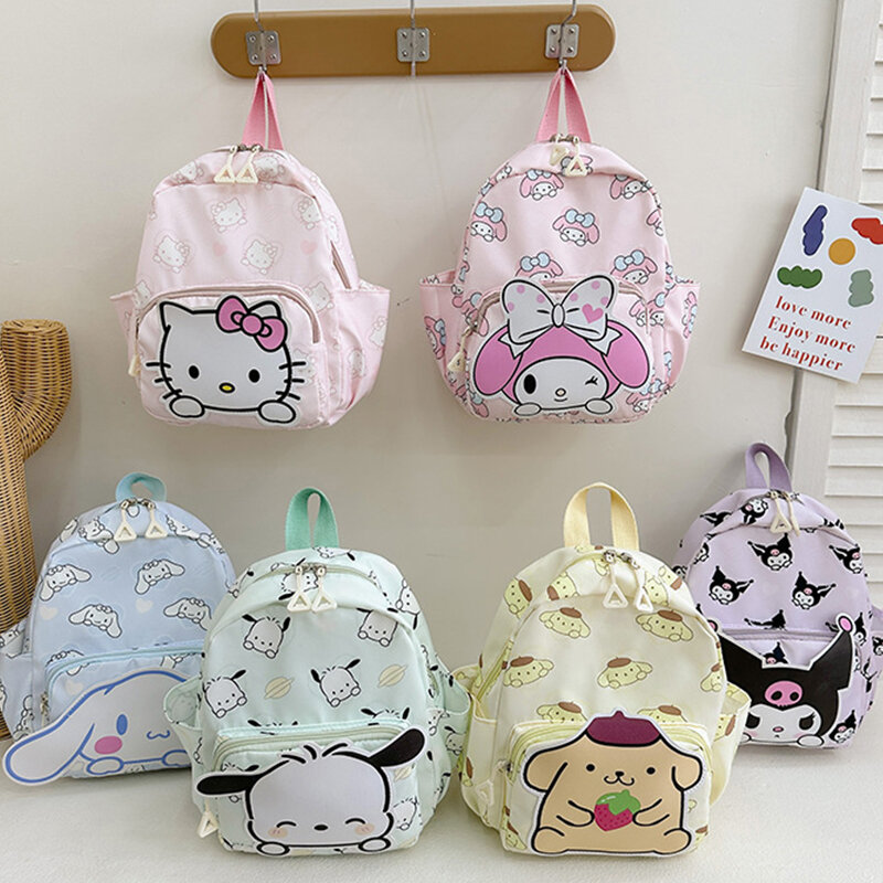 Kuromi-mochila Kawaii Sanrio Hello Kitty para estudiantes, morral escolar de alta capacidad para guardería, regalo de Cinnamoroll