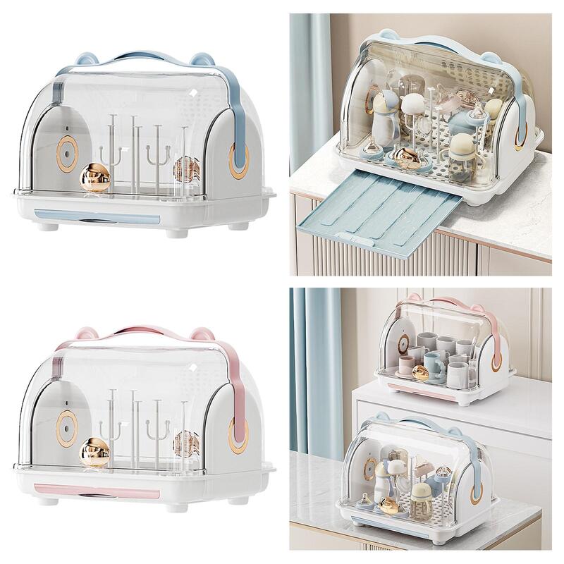 Portable Nursing Bottle Storage Box 36x30x29cm Baby Bottle Drying Rack for Countertop Home Kitchen Also for Baby Toys Fruits