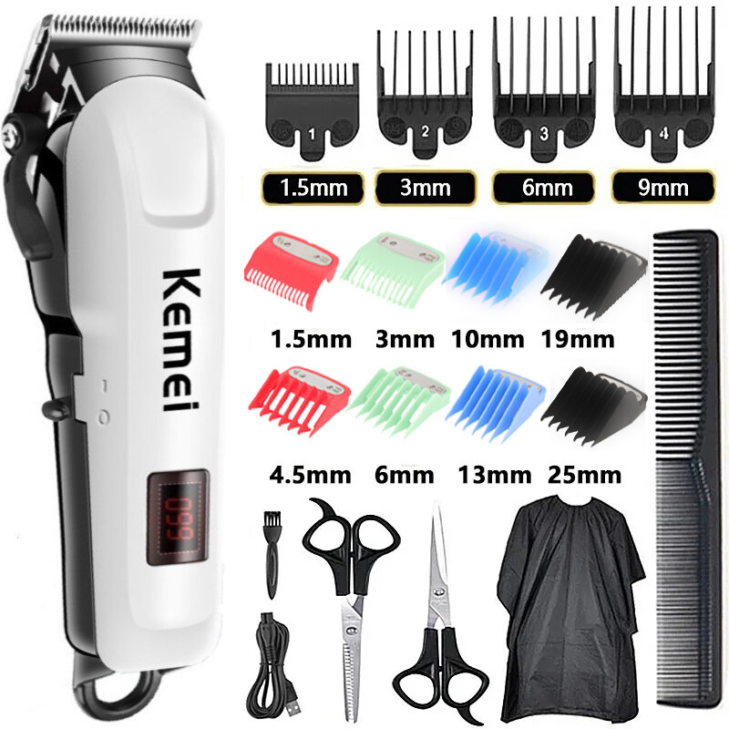 Cortador de cabelo elétrico sem fio para homens, aparador profissional, máquina de barbeiro recarregável, corte de cabelo, 809A