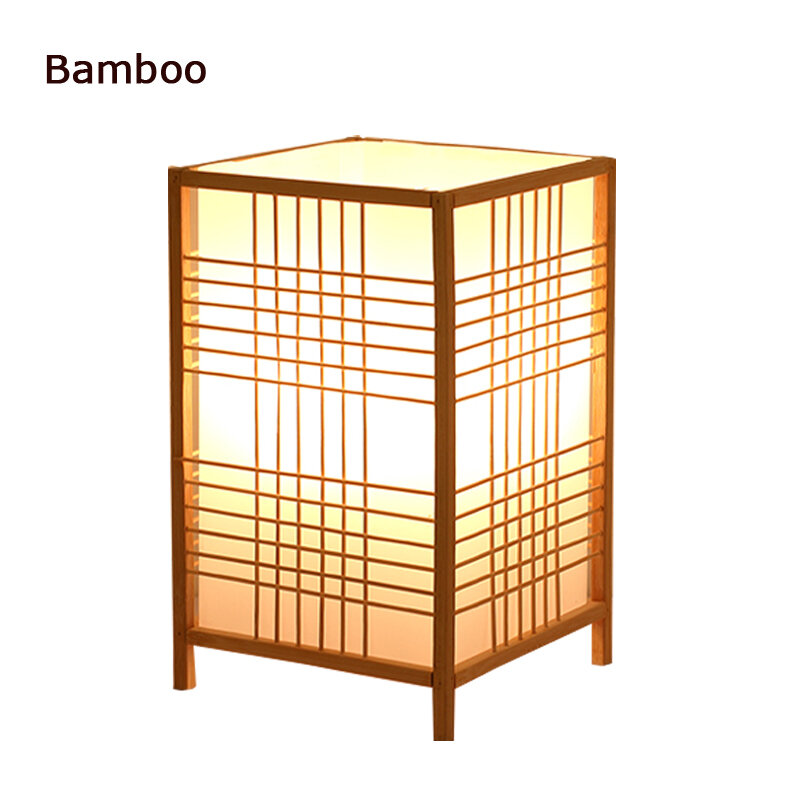 Produk Tenun Bambu Lampu Meja Belajar Kamar Tidur Sederhana Lampu Meja Samping Tempat Tidur Lampu Meja Jepang Dekorasi Seni Bambu Hangat