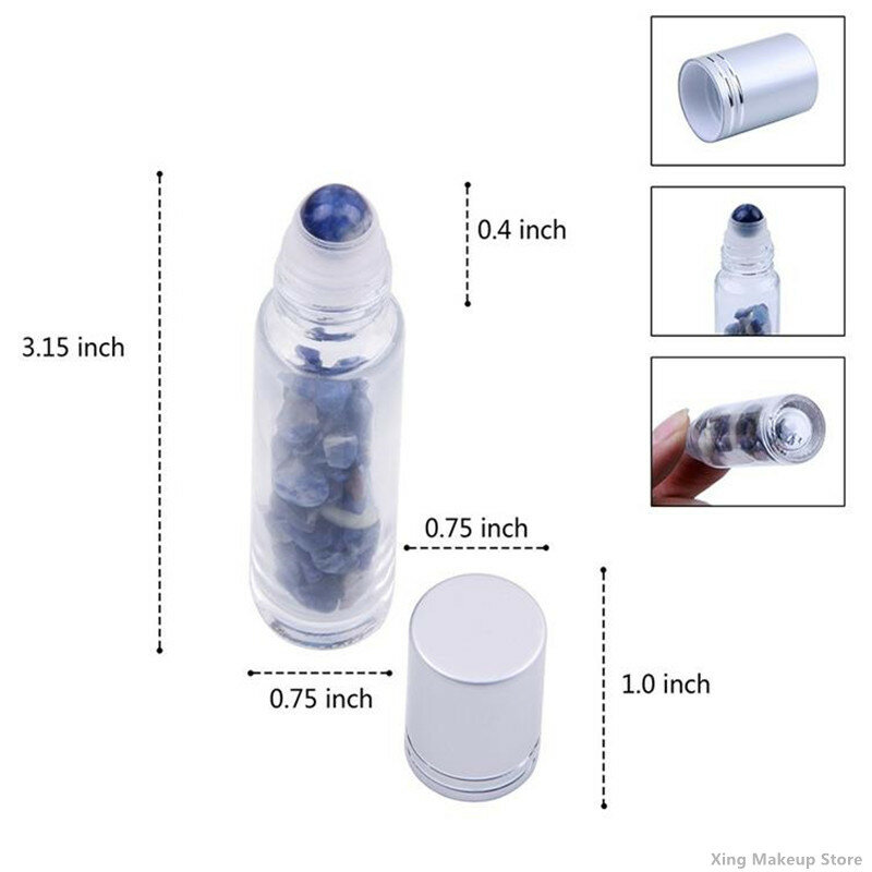 30 sztuk/zestaw 10ML naturalne Jade Ball kruszony kamień butelka cienkie szkło butelka typu Roll-on próbki Test olejek fiolki z wałkiem 4 #