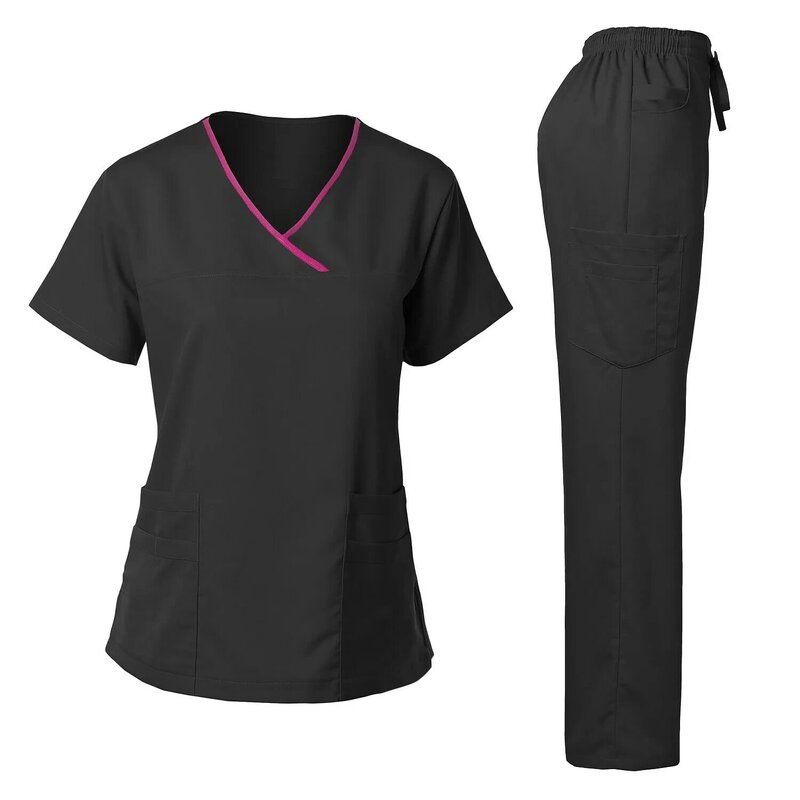 Enfermeira de tecido macio lavável esfrega para mulheres, Uniforme hospitalar, Scrubs médicos, Conjuntos de jogger, Anti-rugas roupas