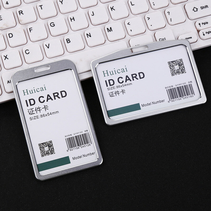 1 buah tempat kartu logam campuran Aluminium, pemegang kartu nama karyawan penutup kartu ID logam sertifikat kerja lencana identitas