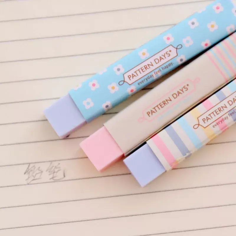 1 Pc Cute Candy Color Striped Soft Pencil Erasers For Kids Rubber Toy Kawaii Stationery School Office Supply Creative