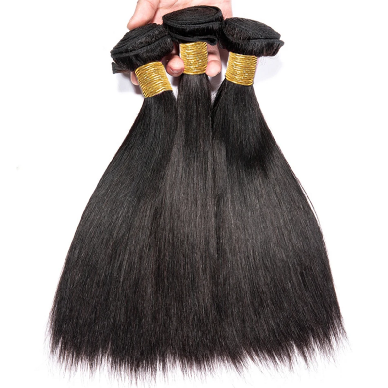 Pacotes de cabelo humano preto natural para mulheres, extensões de cabelo reto osso, indiano cru, atacado, 2 ou 3 pacotes Deal