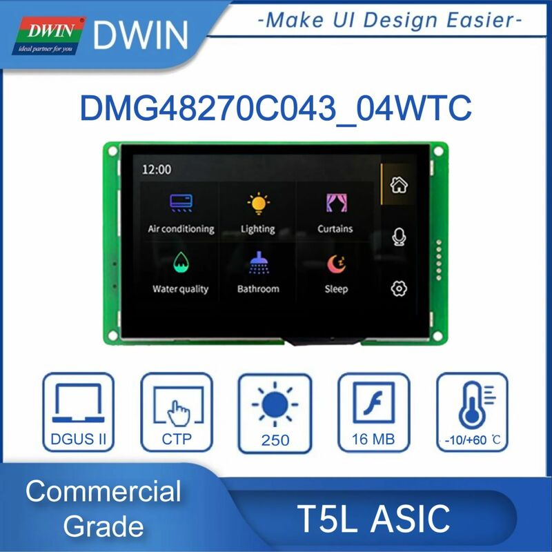 ขายร้อน DWIN 4.3นิ้ว480x27 2 LCD TFT จอแสดงผล HMI สมาร์ทหน้าจอต่ำราคา